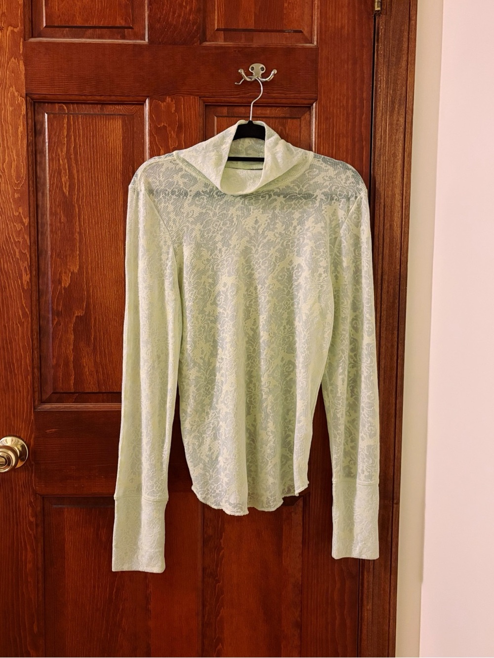 FREE PEOPLE Intimately FP You and I Long Sleeve Top Knit Light Green NWOT Sz XL